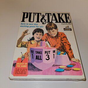 VTG Put & Take Game Pink Spinner Red Yellow Blue Chips Schaper 1965 READ